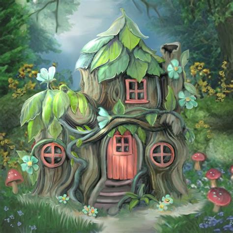 Fairytale House Fairy Fee Huisje Sprookje Fairy House Drawing Fairytale Art Fantasy Paintings