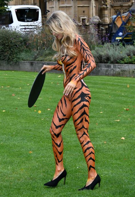 Joanna Krupa Wearing Bodypaint Protesting Outside Westminster In London