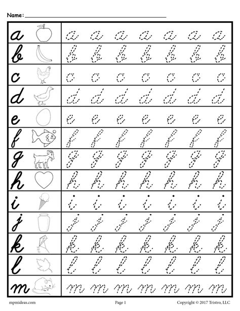 Cursive Handwriting Practice Letter A Through Z Uppercase Cursive