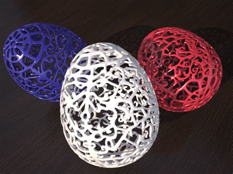 Hyperbolic tiling, 'poincaré disk model' primitives: Floral Easter Egg 3D Model 3D printable STL BLEND ...