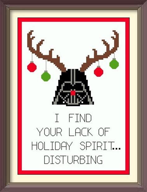 Holiday Spirit Darth Vader Star Wars Cross Stitch Pattern Etsy Cross