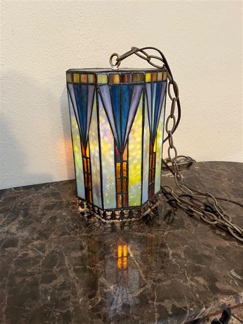 Lot Vintage Stained Glass Swag Lamp Works Adam S