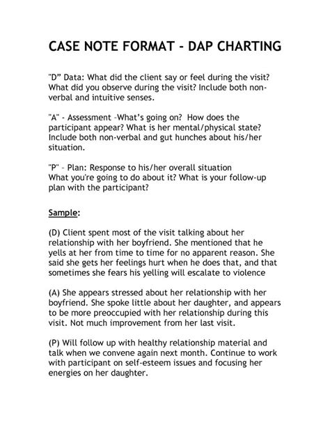 Use this fifth column to note the dysfunctional thought that will be addressed. Simple DAP Notes Template | Case management social work ...
