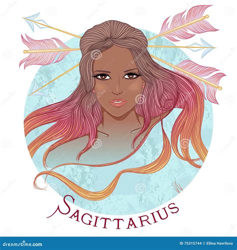 Astrological Sign Of Sagittarius As A Beautiful African American Vector