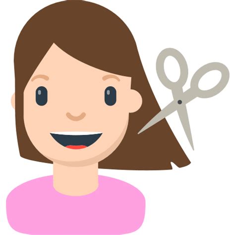 Woman getting haircut emoji represents a female character with long hair (blonde or chestnut in its different versions), who is about to get a haircut. Haircut | ID#: 11454 | Emoji.co.uk