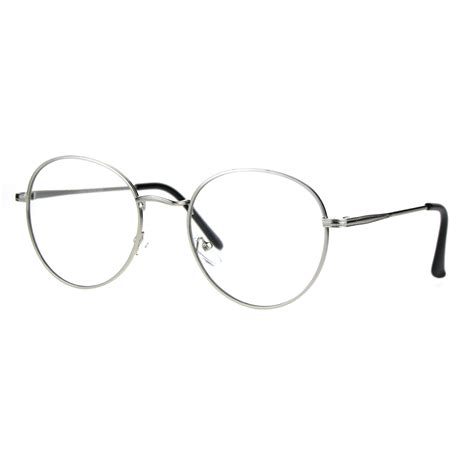90s Round Retro Metal Rim Classic Clear Lens Eye Glasses Ebay