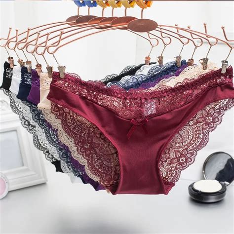 Women S Lace Panties Seamless Cotton Breathable Panty Hollow Briefs Plus Size Girls Underwear