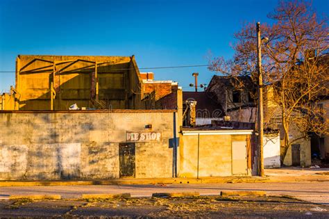 Abandoned Buildings Near Old Town Mall In Baltimore Maryland Stock
