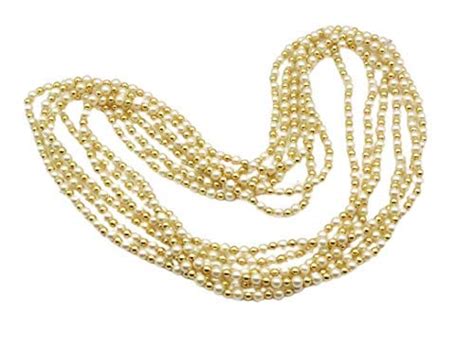 SATYAM KRAFT 6 Pcs White Gold Pearl Moti Mala Chain For Necklace