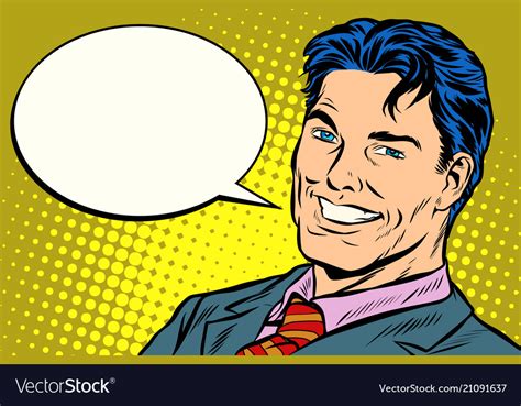 Smiling Businessman Speech Comics Bubble Vector Image