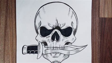 How To Draw Skull Tribal Tattoo Youtube