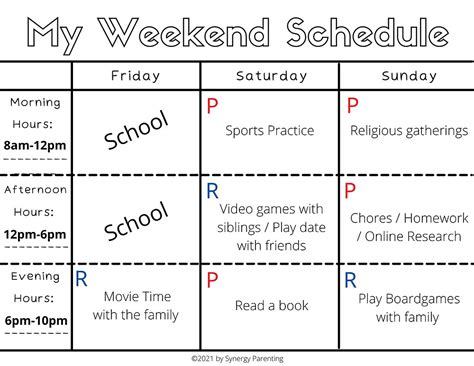 A Weekend Scheduler For Your Child That Works W Free Sample
