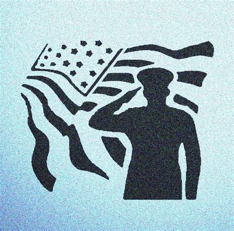 Military Man Soldier Salute Wflag Stencil Mylar Military Etsy