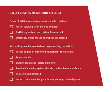 Forklift Pre Operation And Maintenance Checklist Printable Checklist