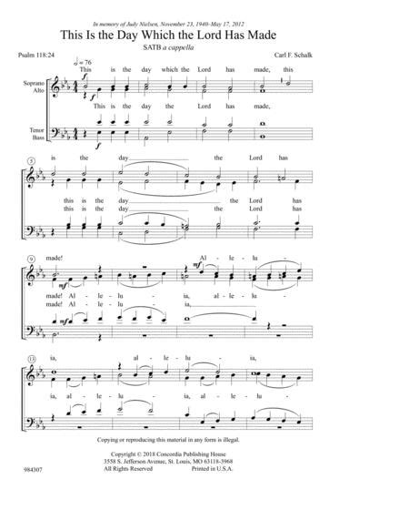 This Is The Day Which The Lord Has Made By Carl F Schalk Sheet Music
