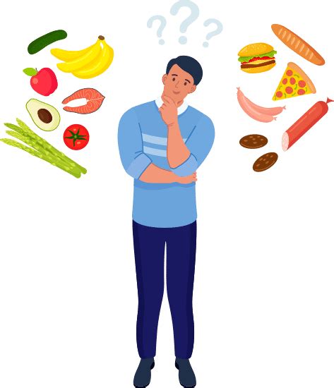 Man Choosing Between Healthy And Unhealthy Food 素材 Canva可画