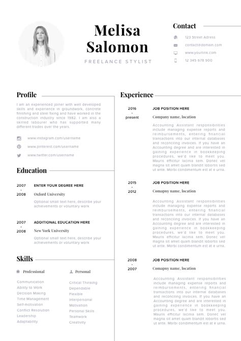 Modern Resume Template Professional Cv Eye Catching Clean And Fresh Look Template Cv