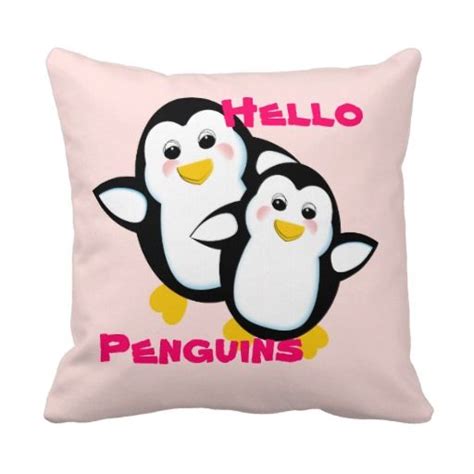 Cute Hello Penguins Picture Throw Pillow Kids Throw