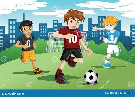 Kids Playing Soccer Stock Vector Illustration Of Friendship 40847494