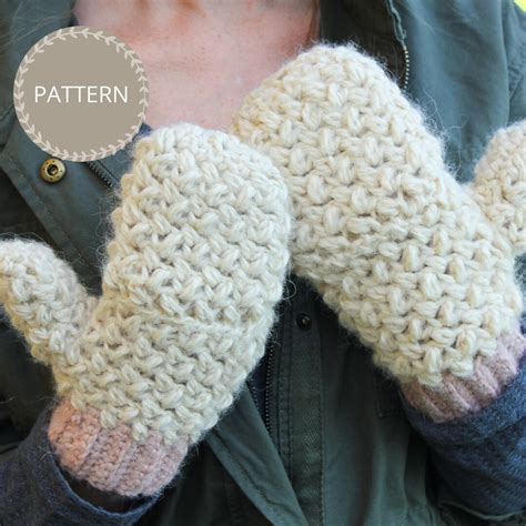 Crochet Pattern Cozy Convertible Mittens Glittens Gloves Flip Mittens