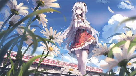 Wallpaper 1920x1080 Px Anime Girls Blossoms Clear Sky