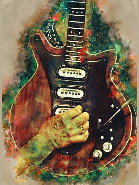 Brian Mays Electric Guitar 18x24 Guitar Art Music Etsy Guitar Art
