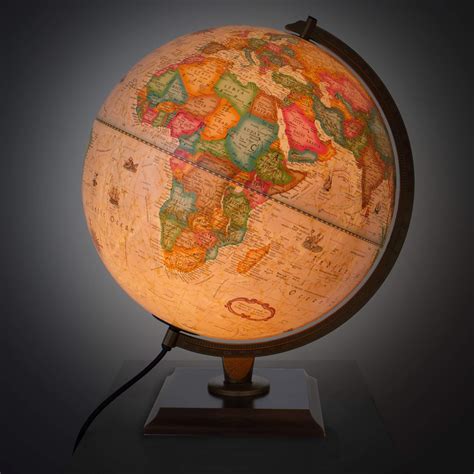 Bradley Antique Illuminated Globe High Detail Map With Solid Oak Base