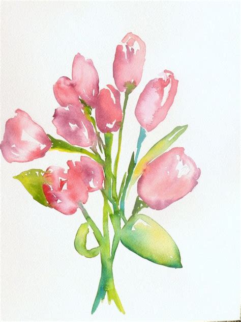 Tulip Watercolor Painting Of Tulips Tulips Flowers Floral Etsy