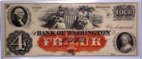 The Bank Of Washington 4 Remainder Note Matthew Bullock Auctioneers