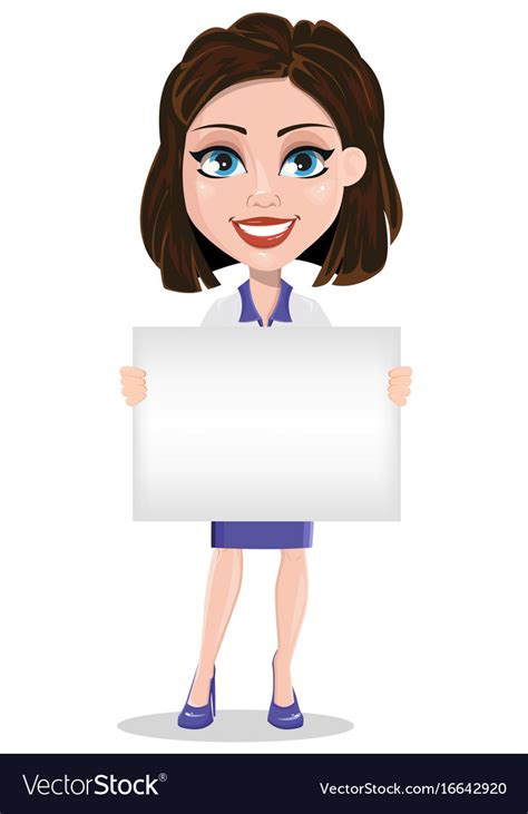 Beautiful Business Woman Holding Blank Placard Vector Image