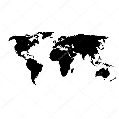 Black And White World Map Stock Vector Image By Shekularaz