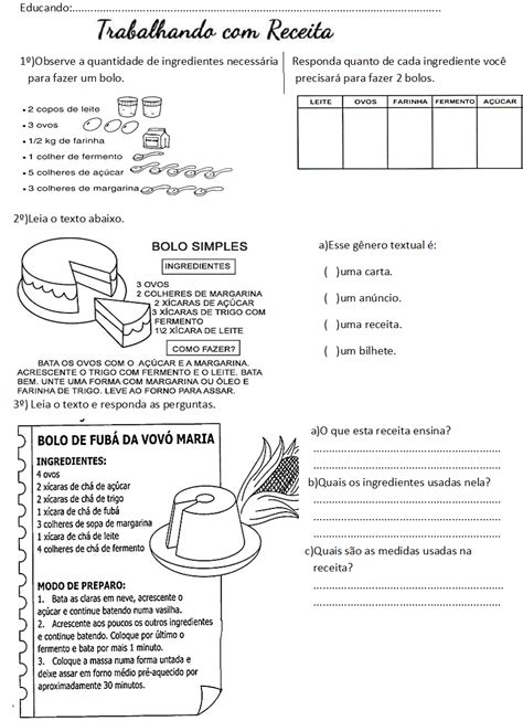 Genero Textual Receita Atividades