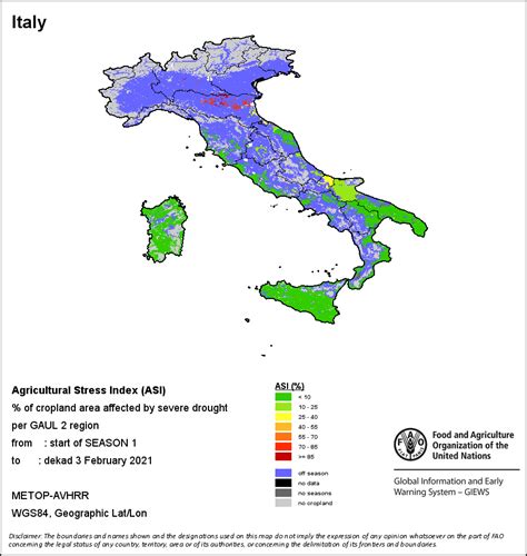 Fao Giews Earth Observation Italy Country Indicators Metop Ndvi Asis Vhi Vci Ecwmf