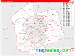 Check spelling or type a new query. Salt Lake County, UT Zip Code Wall Map Red Line Style by ...