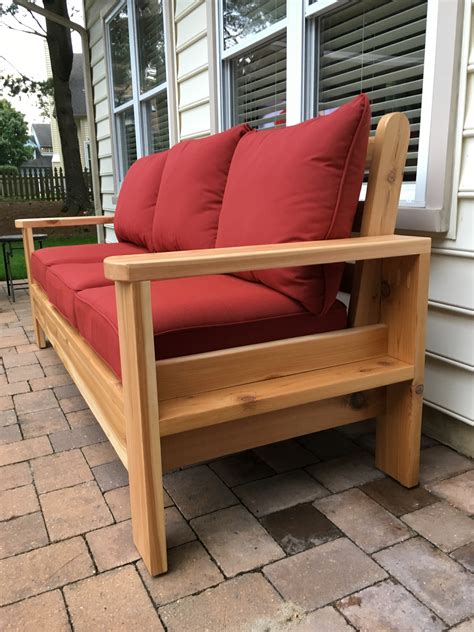 Lounge with a friend or spouse and enjoy the comfort of your new space. Ana White | Cedar Outdoor Sofa - DIY Projects