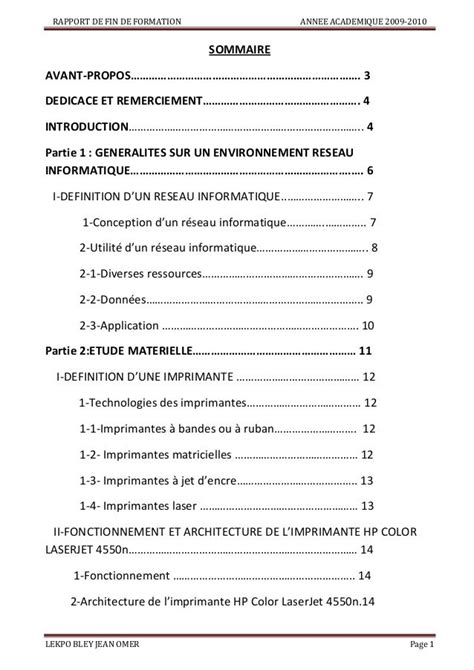 Exemple Rapport De Stage Maintenance Industrielle Document Online