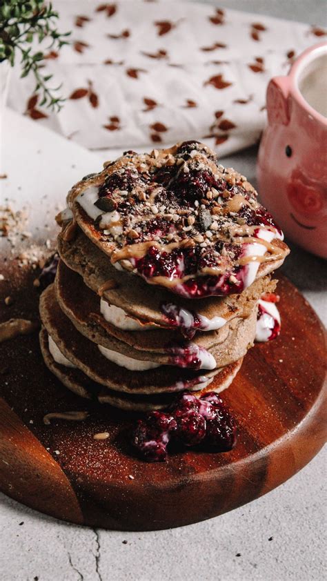 Download Wallpaper 1080x1920 Pancakes Jam Nuts Breakfast Dessert