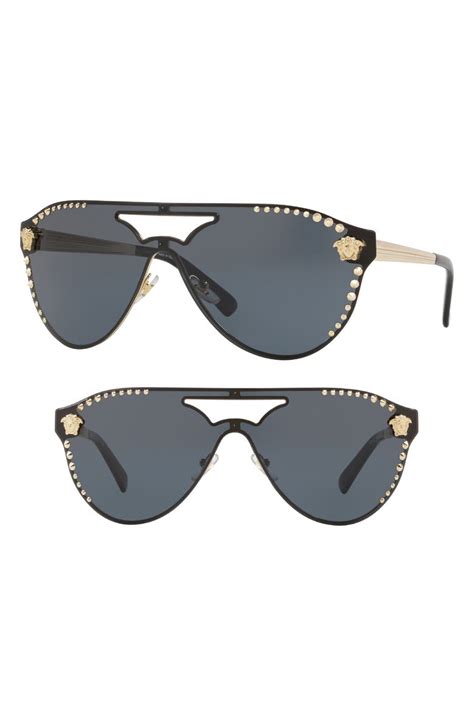 versace 60mm shield mirrored sunglasses nordstrom