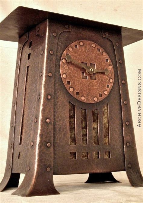 Copper Clock With Amber Mica Panels Archive Designs