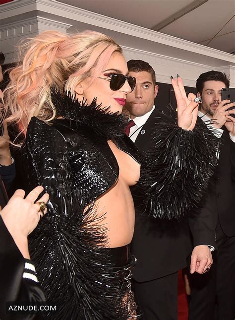 Lady Gaga Underboob At The 59th Grammy Awards In Los Angeles Aznude