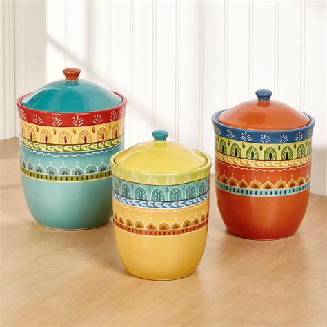 The red kitchen canister sets featured here are ideal for use with all sorts of kitchen items. Valencia Colorful Ceramic Kitchen Canister Set