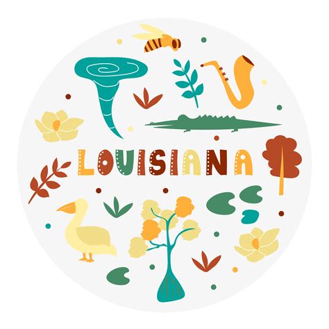 Usa Collection Vector Illustration Of Louisiana Theme State Symbols