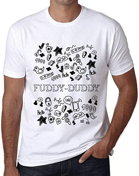 herren tee männer vintage t shirt doodle art fuddy duddy weiß amazon de bekleidung