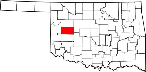 Image Map Of Oklahoma Highlighting Custer County