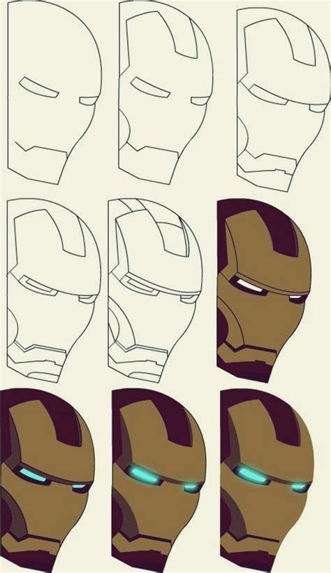 How To Draw Iron Man 10 Step By Step Examples Marvel Art Drawings