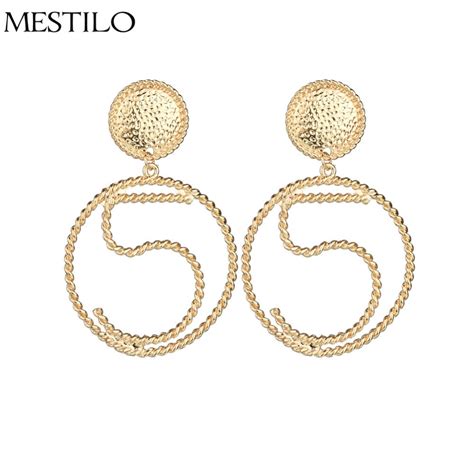 Mestilo New Fashion Exaggeration Indian Jewelry Gold Color Wrap Twist Big Hollow Round Circle