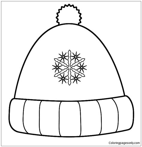 Winter Hat with Snowflakes Coloring Page Free Coloring Pages Online