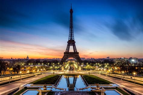 Hd Wallpaper Eiffel Tower Paris Road Sunset The City Lights