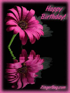 Find gifs with the latest and newest hashtags! Happy Birthday Reflecting Pink Flower Glitter Graphic ...