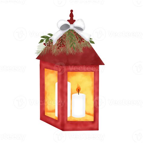 Christmas Lantern With Candlebow And Leaves 13749459 Png